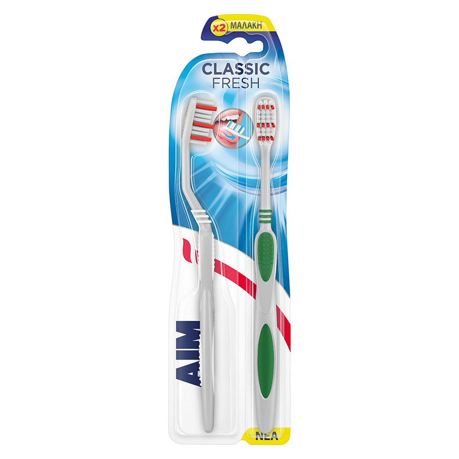 Aim Classic Fresh Οδοντόβουρτσα Μαλακή 2τεμ.