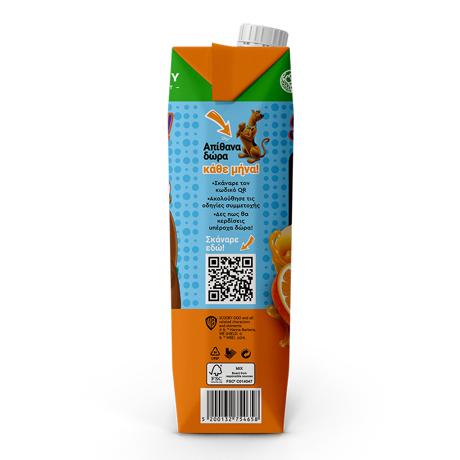 Nutri Valley Φρουτοποτό Scooby Doo Πορτοκάλι Βερίκοκο Μήλο 1lt.