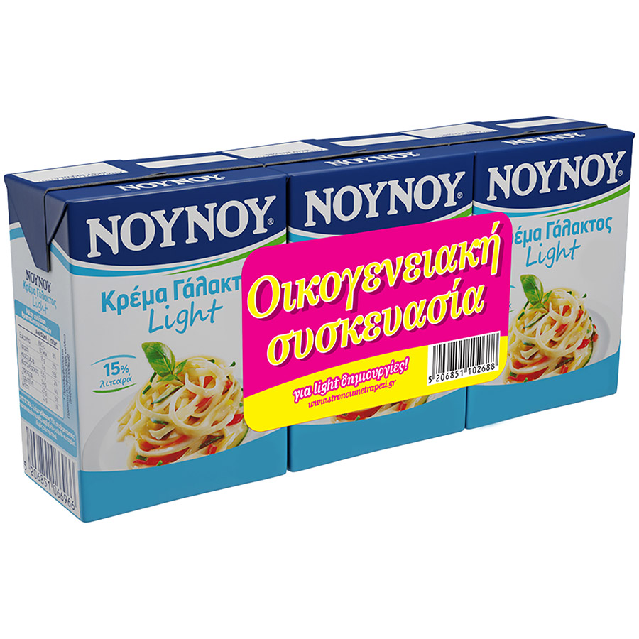 Νουνού Κρέμα Γάλακτος Light Οικογενειακή Συσκευασία 3x200ml.