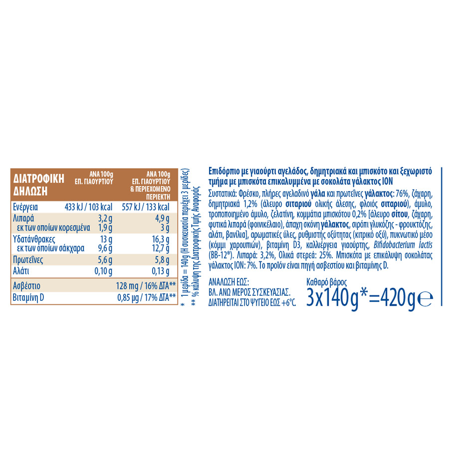 Μεβγάλ Frutomaniacs Επιδόρπιο Γιαουρτιού Μπισκότο 3x140γρ.