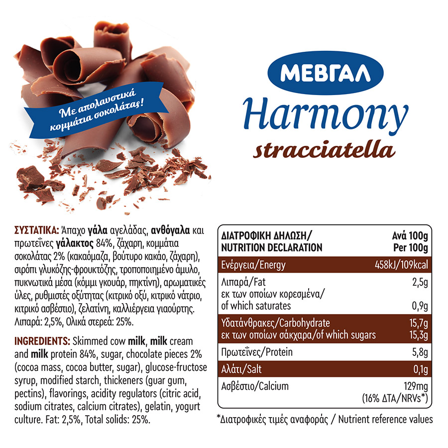Μεβγάλ Harmony Επιδόρπιο Γιαουρτιού 1% Λιπαρά Straciatella 2x170γρ.