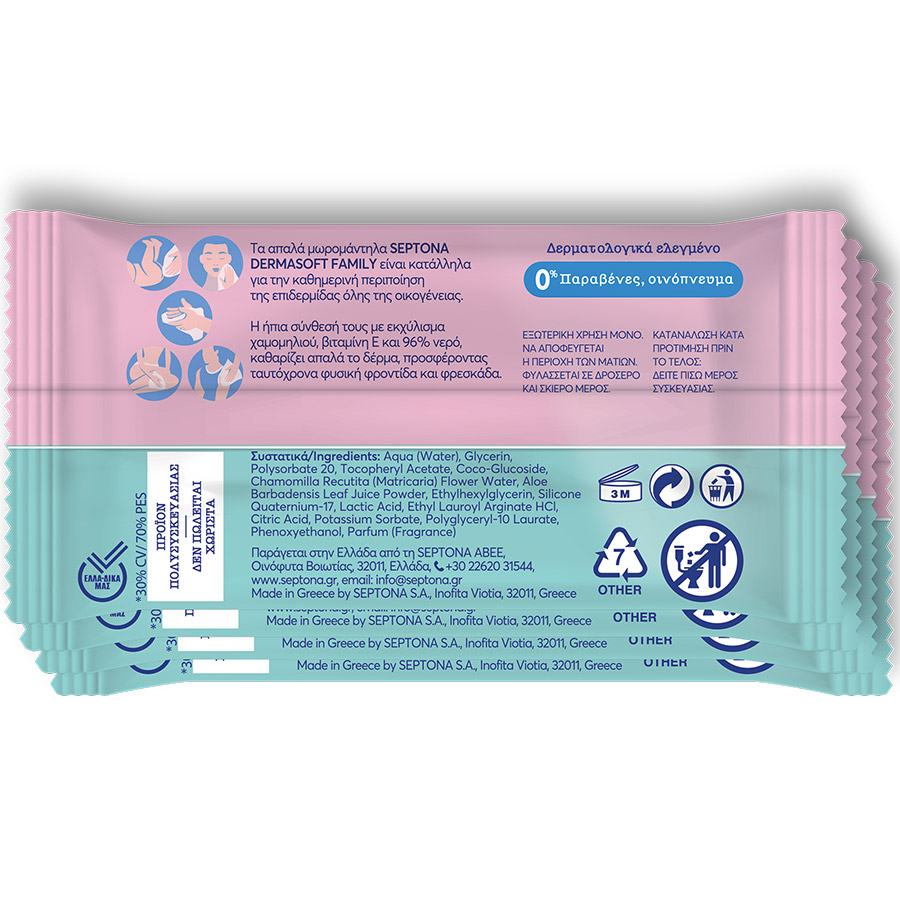 Septona Dermasoft Family Μωρομάντηλα 4x12τεμ.