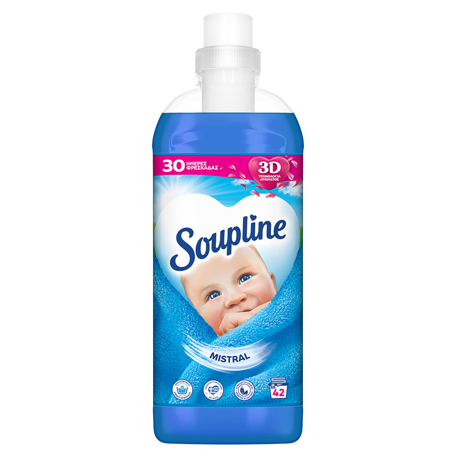 Soupline Συμπυκνωμένο Μαλακτικό Ρούχων Mistral 42mez. 900ml.