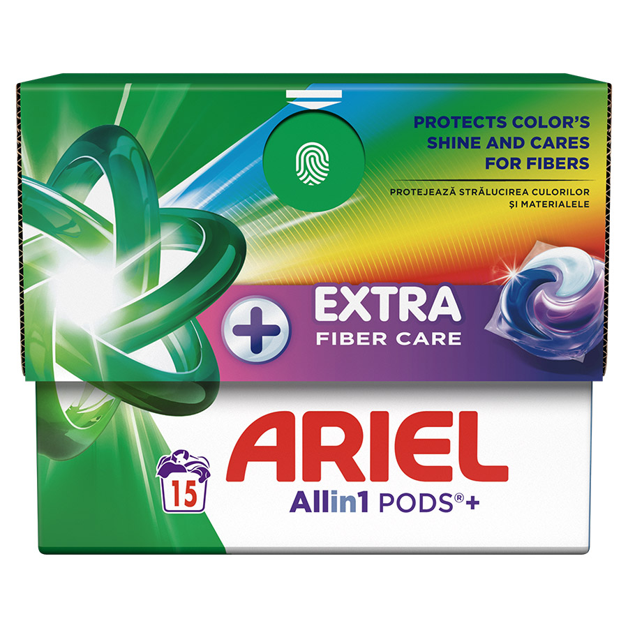 Ariel All In 1 Pods Fiber Care Απορρυπαντικό Πλυντηρίου Ρούχων 15τεμ. 331,5γρ.