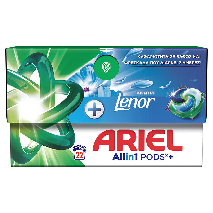 Ariel All In 1 Pods Touch Of Lenor Απορρυπαντικό Πλυντηρίου Ρούχων 22τεμ. 457,6γρ.