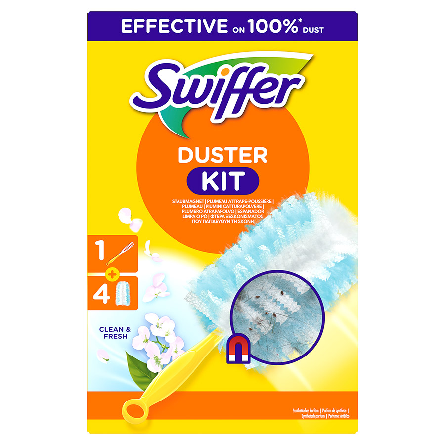 Swiffer Duster Kit Έτοιμη Λαβή +4 Φτερά Ξεσκονίσματος Ανταλλακτικά Fresh
