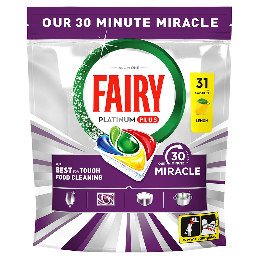 Fairy Platinum Plus Κάψουλες Πλυντηρίου Πιάτων Miracle 31τεμ.
