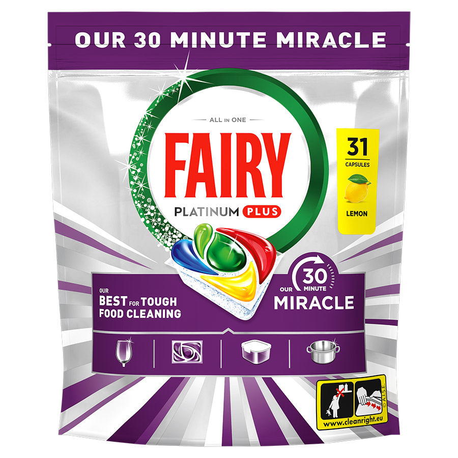 Fairy Platinum Plus Κάψουλες Πλυντηρίου Πιάτων Miracle 31τεμ.