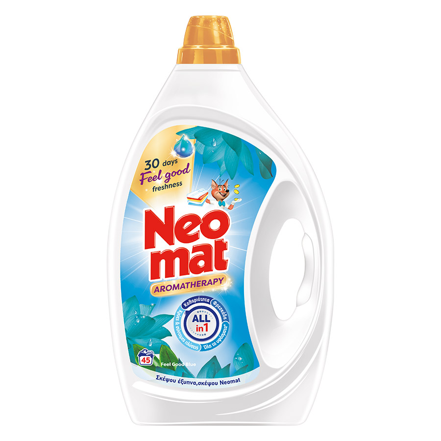 Neomat Aromatherapy Υγρό Απορρυπαντικό Πλυντηρίου Ρούχων Λωτός Του Μπαλί Feel Good Blue 45mez. 2,025lt.