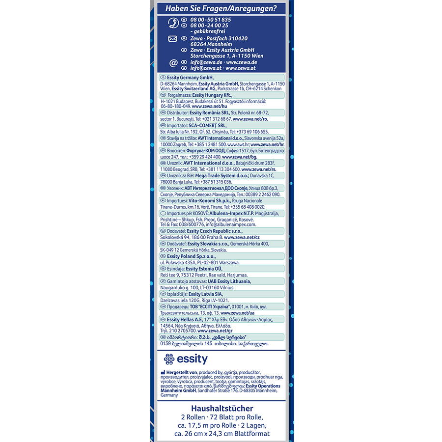 Zewa Wisch&Weg Χαρτί Κουζίνας Extra Lang Design 2Φύλλων 2τεμ. 376γρ.