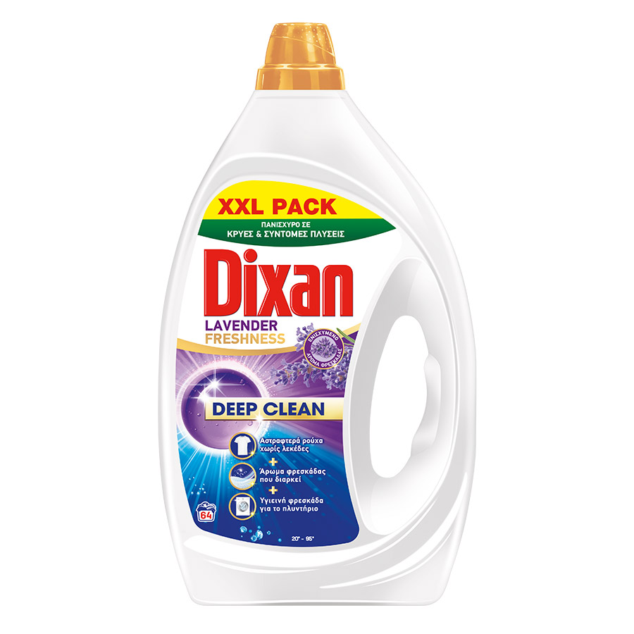 Dixan Υγρό Απορρυπαντικό Πλυντηρίου Ρούχων Lavender Freshness 64mez. 2,88lt.
