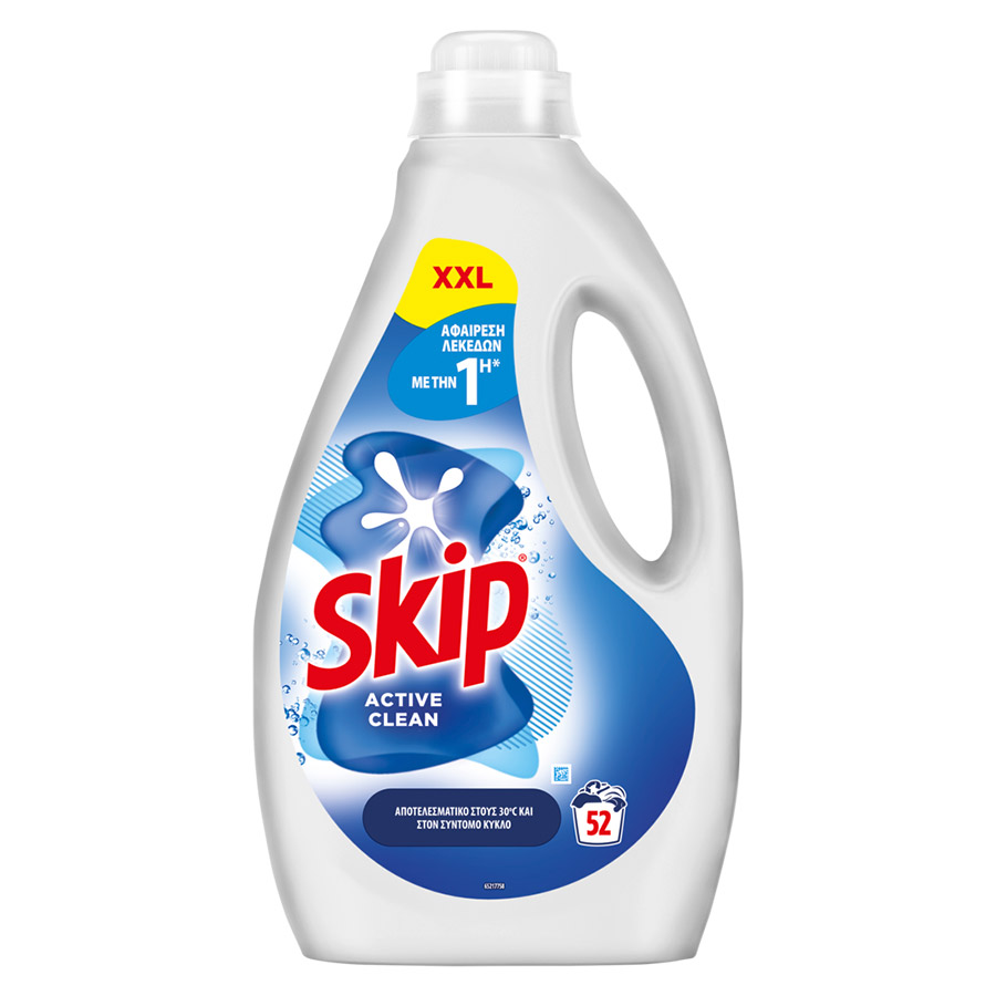 Skip Υγρό Απορρυπαντικό Πλυντηρίου Ρούχων Active Clean 52mez. 2,6lt.
