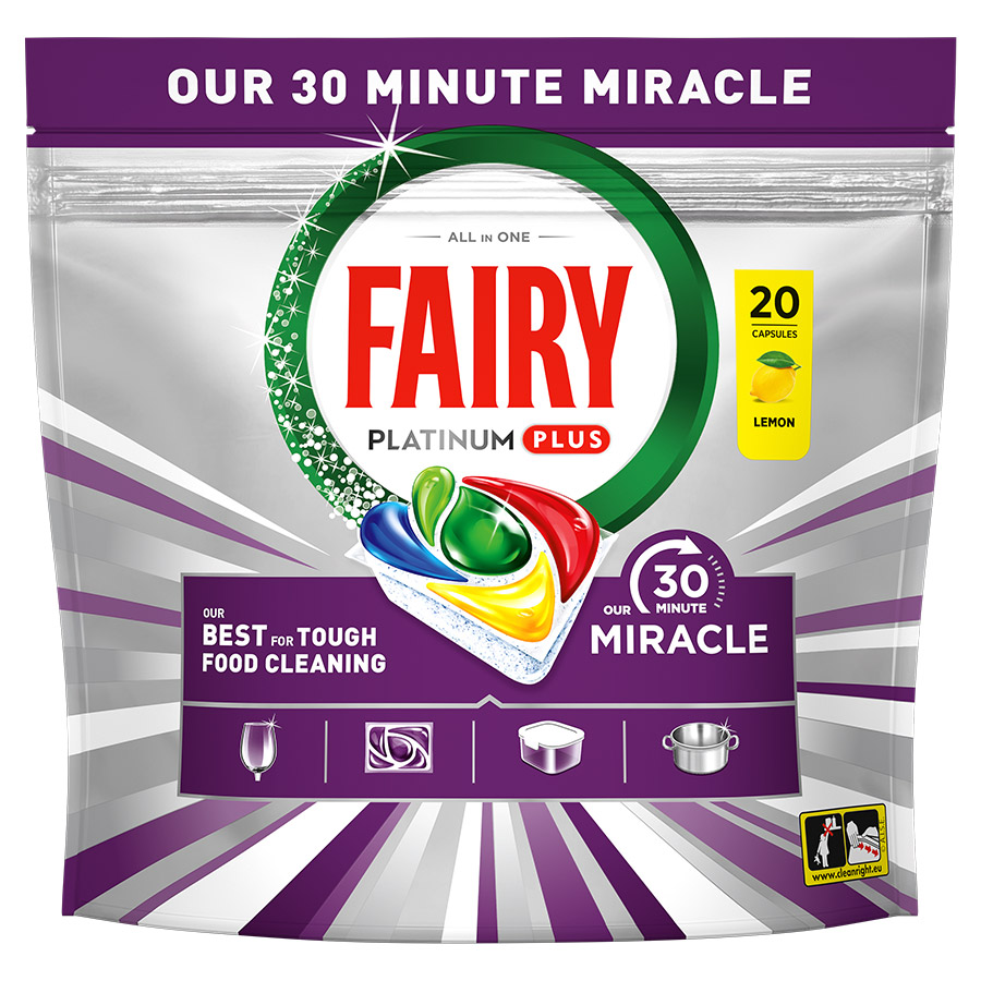 Fairy Platinum Plus Κάψουλες Πλυντηρίου Πιάτων Miracle 20τεμ.