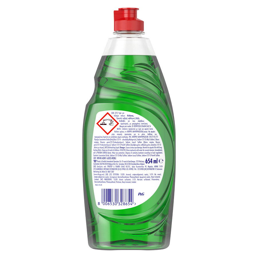 Fairy Platinum Quickwash Υγρό Απορρυπαντικό Πιάτων 654ml.