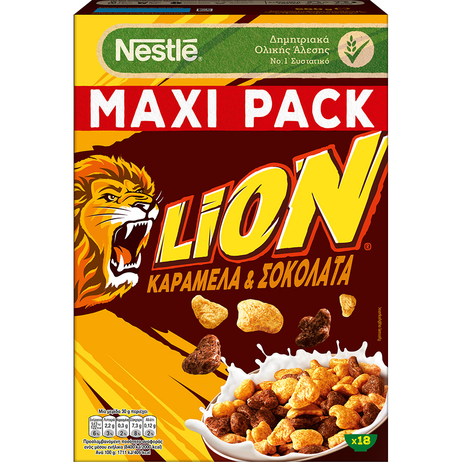Nestle Lion Δημητριακά Ολικής Άλεσης Με Καραμέλα & Σοκολάτα 560γρ.