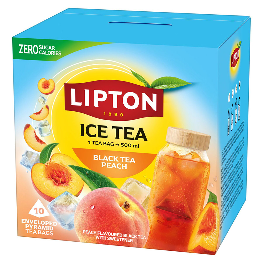 Lipton Κρύο Τσάι Μαύρο Ροδάκινο Χωρίς Ζάχαρη Σε Πυραμίδες 10x3,5γρ.