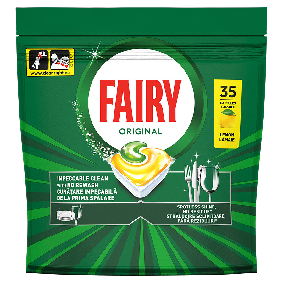Fairy Original Κάψουλες Πλυντηρίου Πιάτων Λεμόνι 35τεμ.