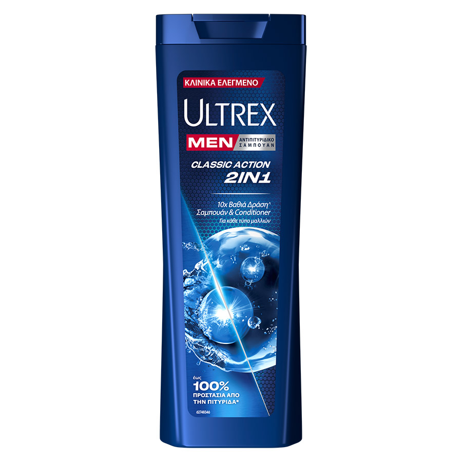 Ultrex Men Σαμπουάν Classic Action 2σε1 Για Όλους Τους Τύπους Μαλλιών 360ml.