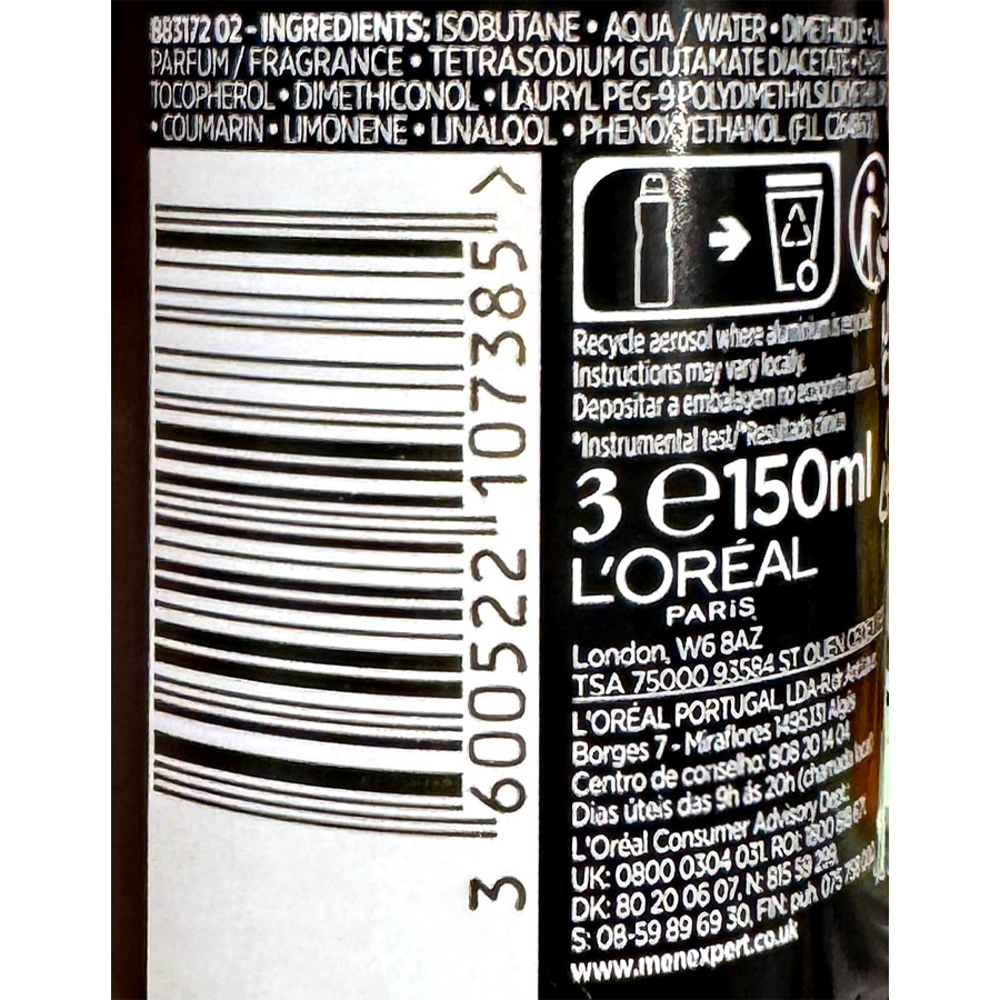 L'oreal Paris Men Expert Αποσμητικό Σπρέι Carbon Protect 150ml.