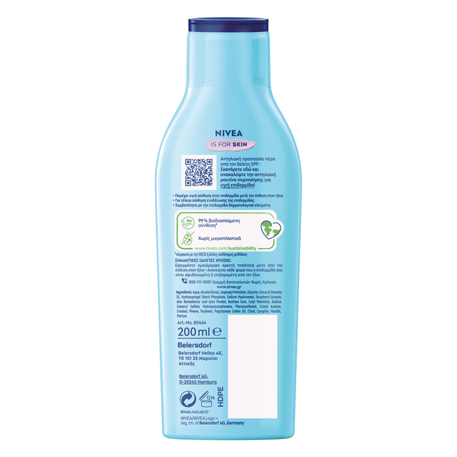 Nivea Sun After Sun Ενυδατική Λοσιόν Με Αλόη 200ml.