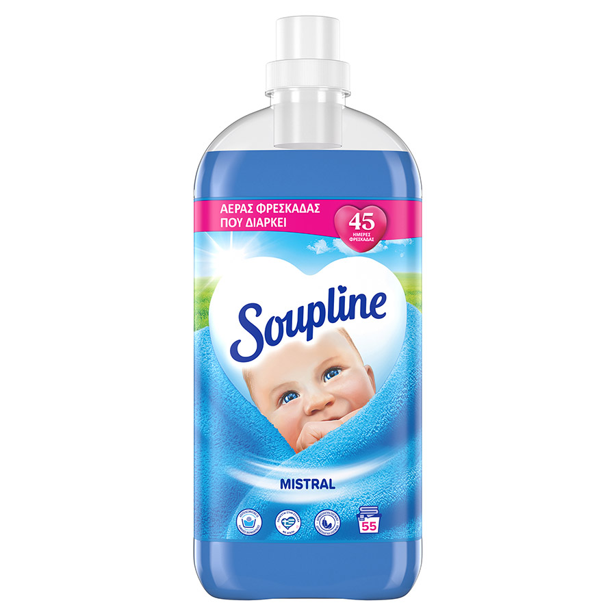 Soupline Συμπυκνωμένο Μαλακτικό Ρούχων Mistral 55mez. 1,115lt.