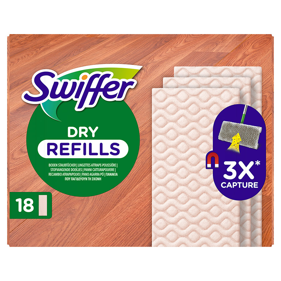 Swiffer Στεγνά Πανάκια Καθαρισμού Για Ξύλο & Παρκέ Ανταλλακτικά 18τεμ.