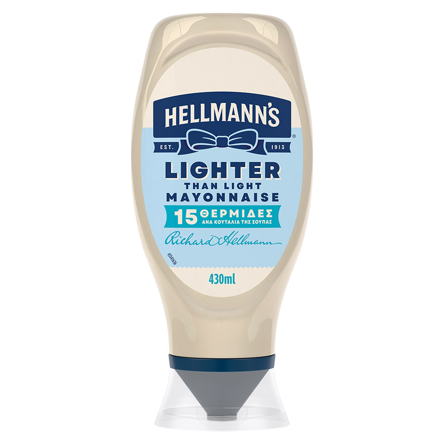 Hellmann's Μαγιονέζα 3% Λιπαρά Χωρίς Γλουτένη Top Down 430ml.