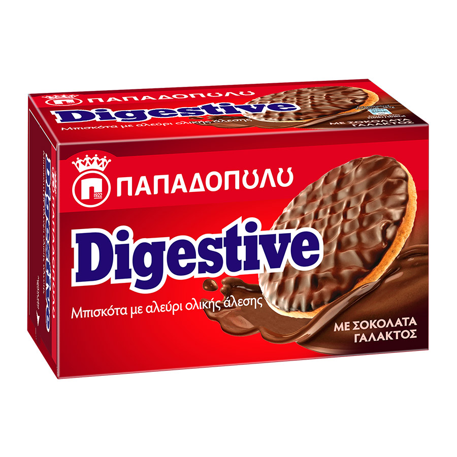 Παπαδοπούλου Digestive Μπισκότα Με Επικάλυψη Σοκολάτας Γάλακτος 200γρ.