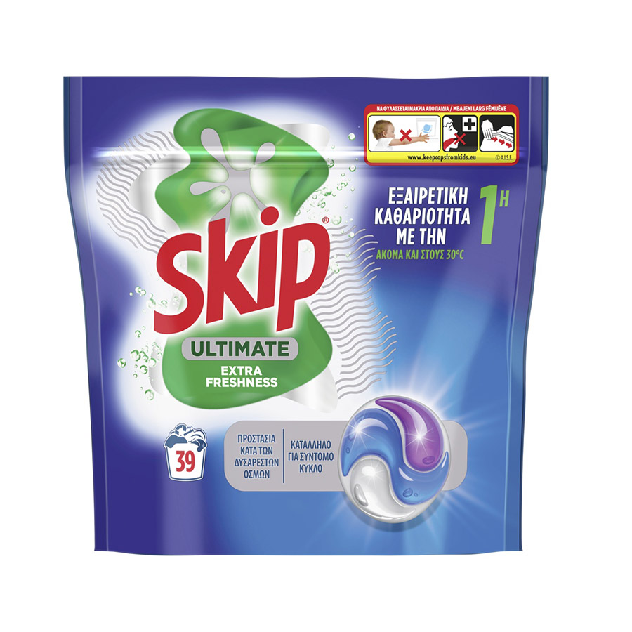 Skip Ultimate Caps Απορρυπαντικό Πλυντηρίου Ρούχων Extra Freshness 39τεμ.