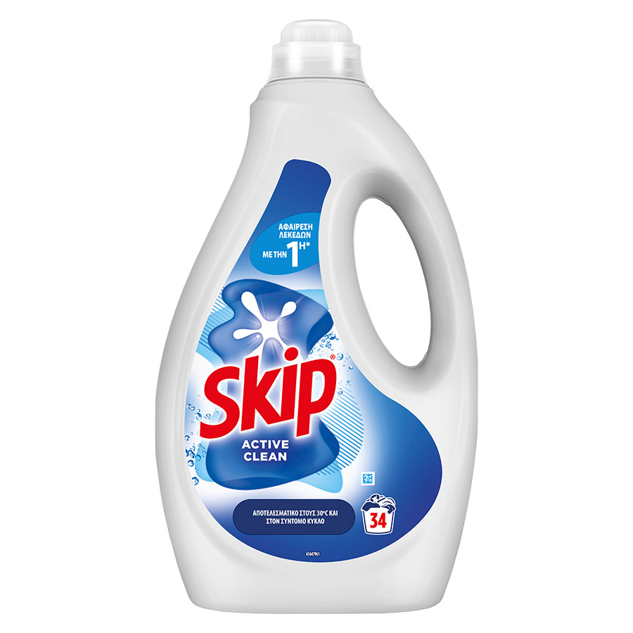 Skip Υγρό Απορρυπαντικό Πλυντηρίου Ρούχων Active Clean 34mez. 1,53lt.