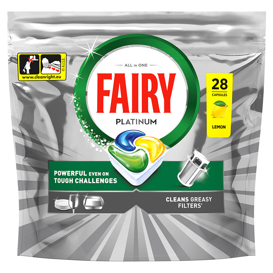 Fairy Platinum Κάψουλες Πλυντηρίου Πιάτων Λεμόνι 28τεμ.