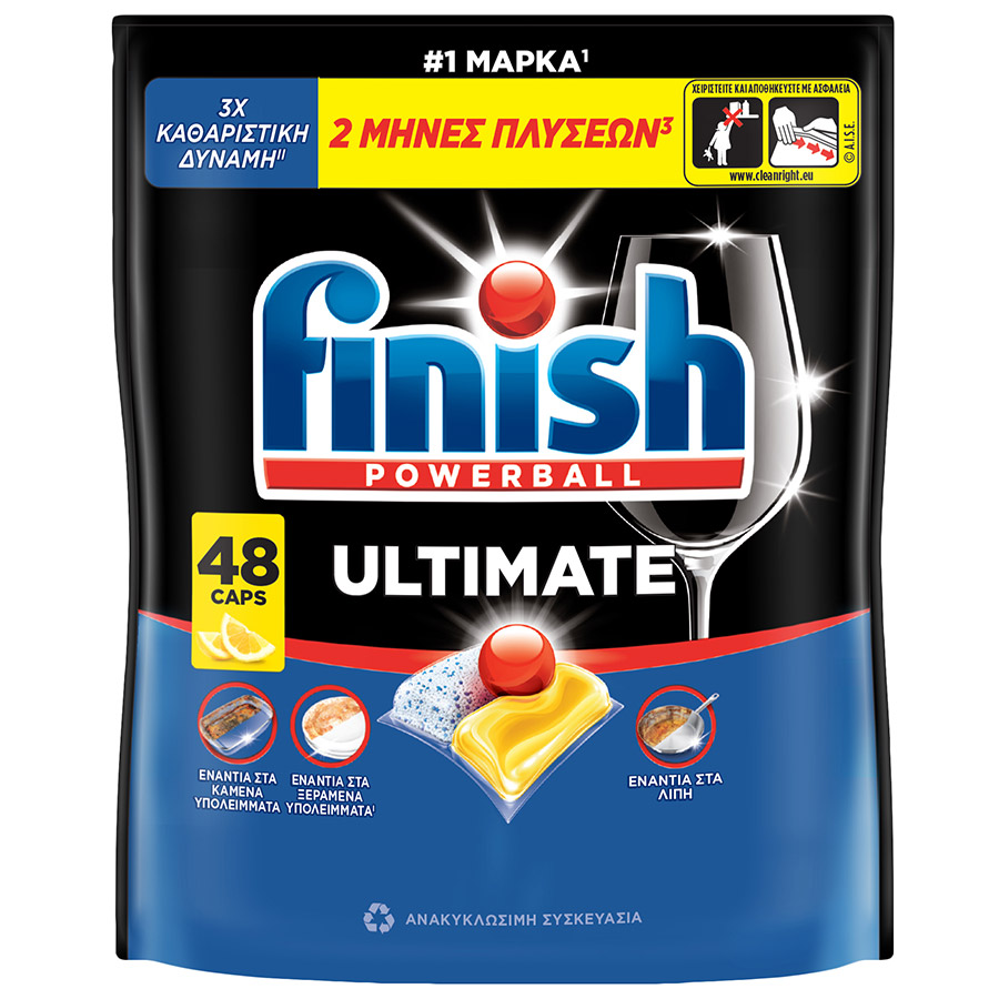 Finish Ultimate All In 1 Ταμπλέτες Πλυντηρίου Πιάτων Λεμόνι 48τεμ.