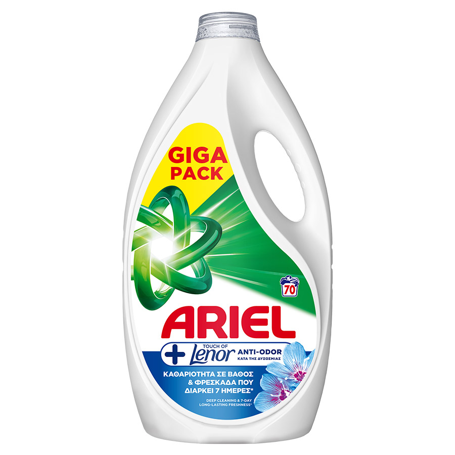 Ariel Touch Of Lenor Υγρό Απορρυπαντικό Πλυντηρίου Ρούχων 70mez. 3,15lt.