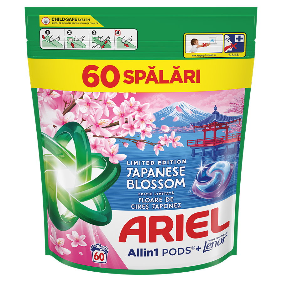 Ariel All In 1 Pods Άνθη Ιαπωνίας Απορρυπαντικό Πλυντηρίου Ρούχων 60τεμ.
