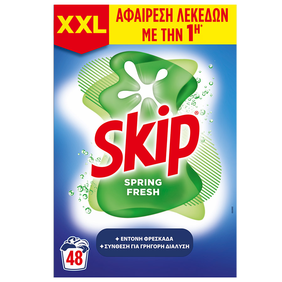 Skip Απορρυπαντικό Πλυντηρίου Ρούχων Σκόνη Spring Fresh 48mez. 3,12kg.