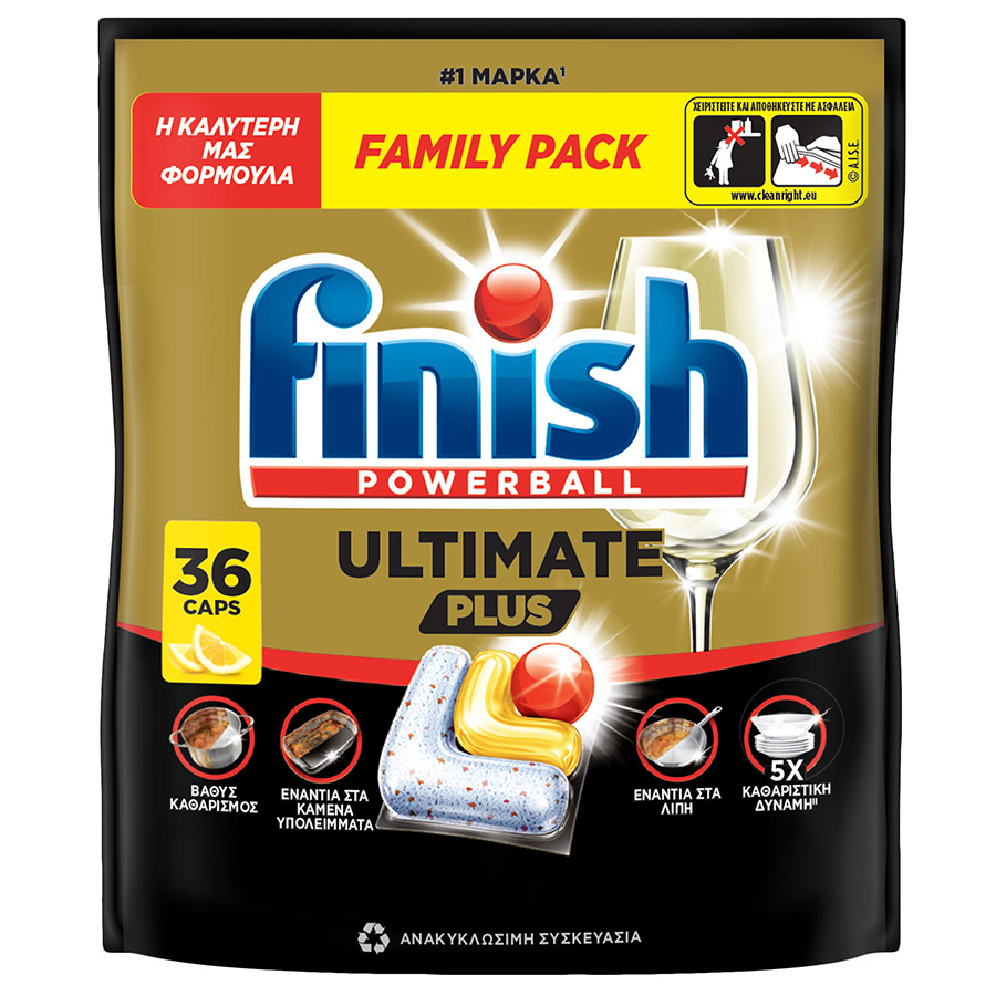 Finish Ultimate Plus All In 1 Ταμπλέτες Πλυντηρίου Πιάτων Λεμόνι 36τεμ.