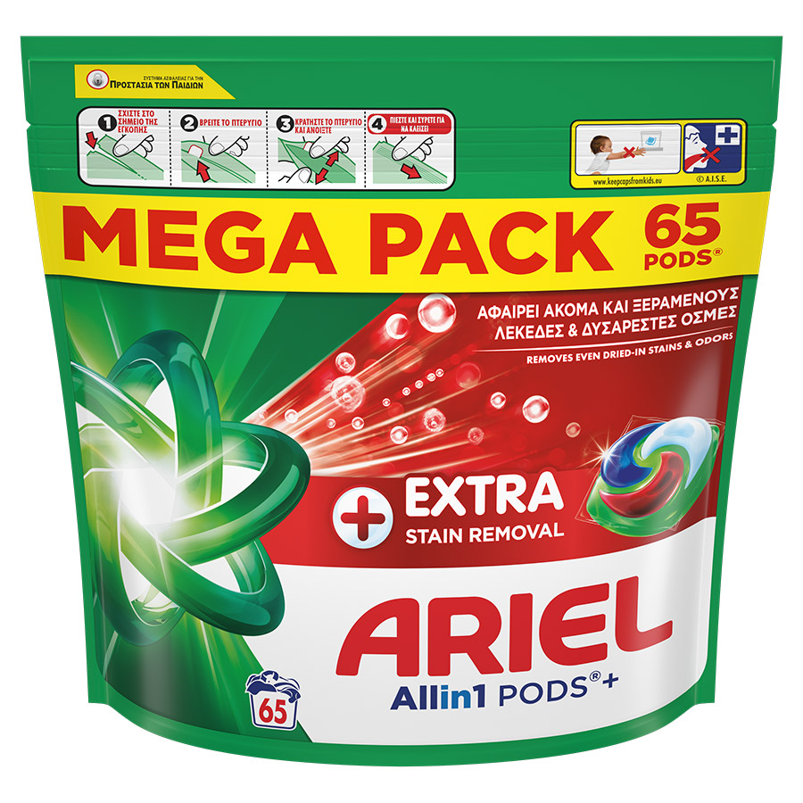 Ariel All In 1 Pods Extra Clean Απορρυπαντικό Πλυντηρίου Ρούχων 65τεμ.