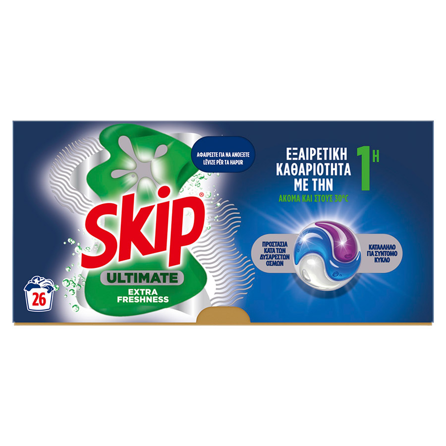 Skip Ultimate Trio Caps Spring Fresh Απορρυπαντικό Πλυντηρίου Ρούχων 26τεμ.