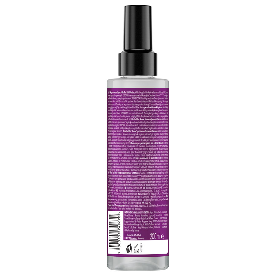 Schwarzkopf Gliss Conditioner Σπρέι Full Hair Wonder Για Αδύναμα Μαλλιά 200ml.