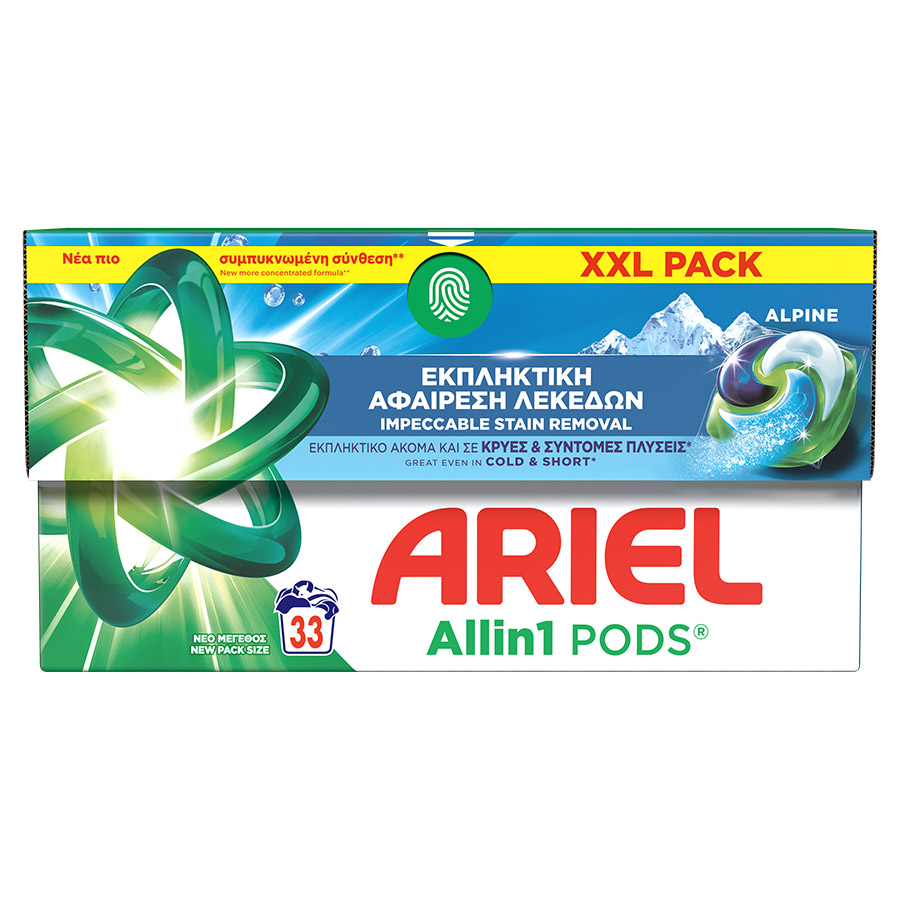Ariel All In 1 Pods Απορρυπαντικό Πλυντηρίου Ρούχων Alpine 33τεμ.