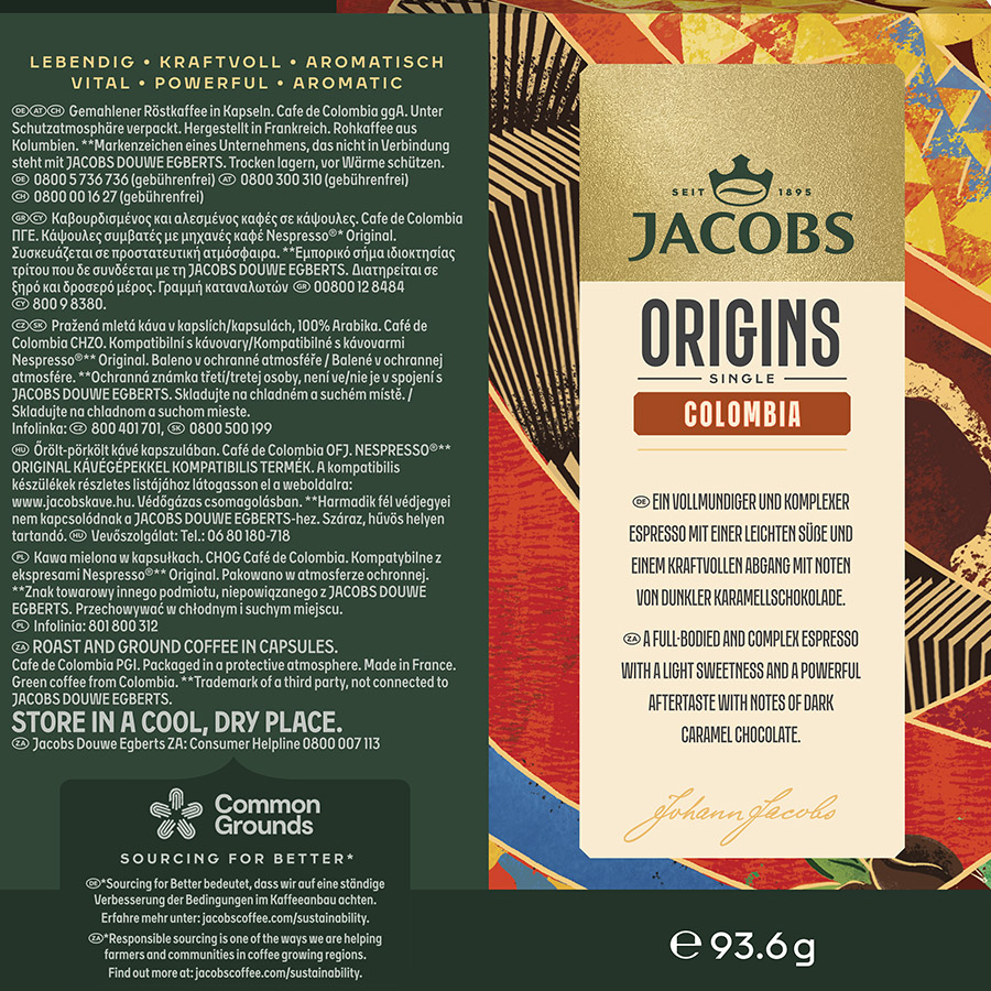 Jacobs Origins Colombia Καφές Espresso σε Κάψουλες 18τεμ. 93γρ.