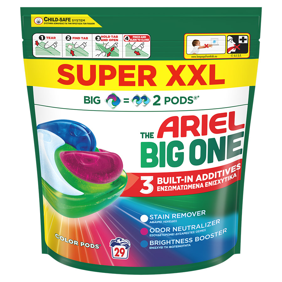 Ariel Big One Pods Απορρυπαντικό Πλυντηρίου Ρούχων Color 29τεμ.