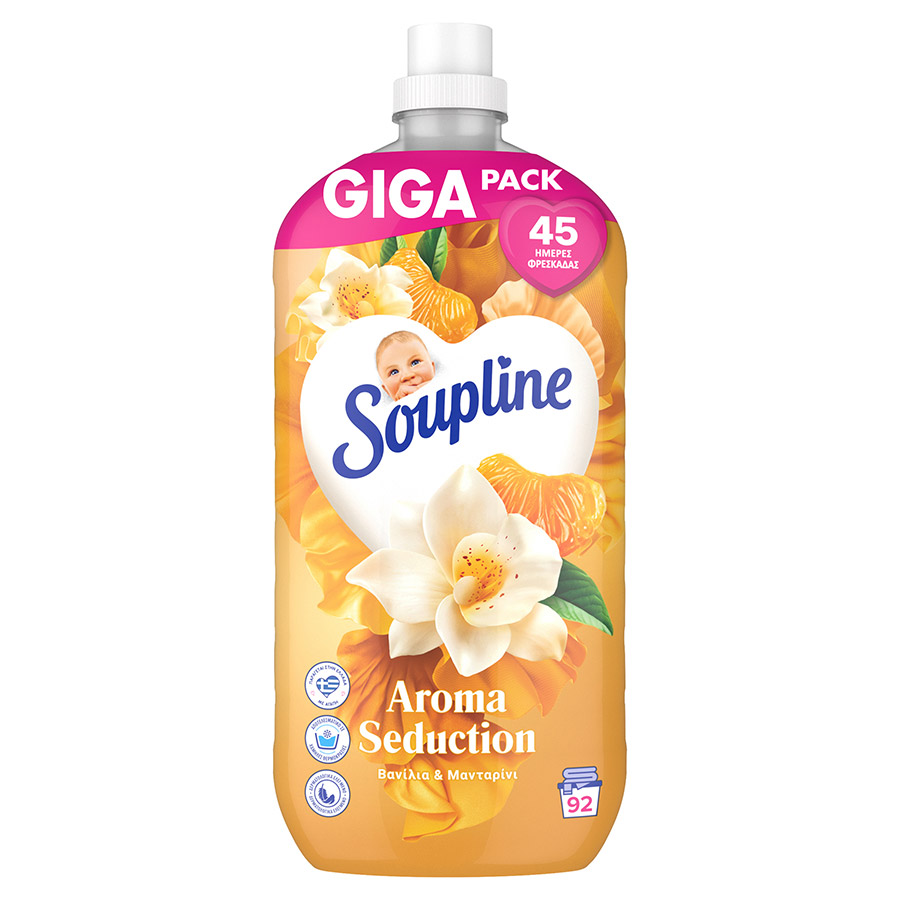 Soupline Aroma Συμπυκνωμένο Μαλακτικό Ρούχων Βανίλια & Μανταρίνι 92mez. 1,932lt.