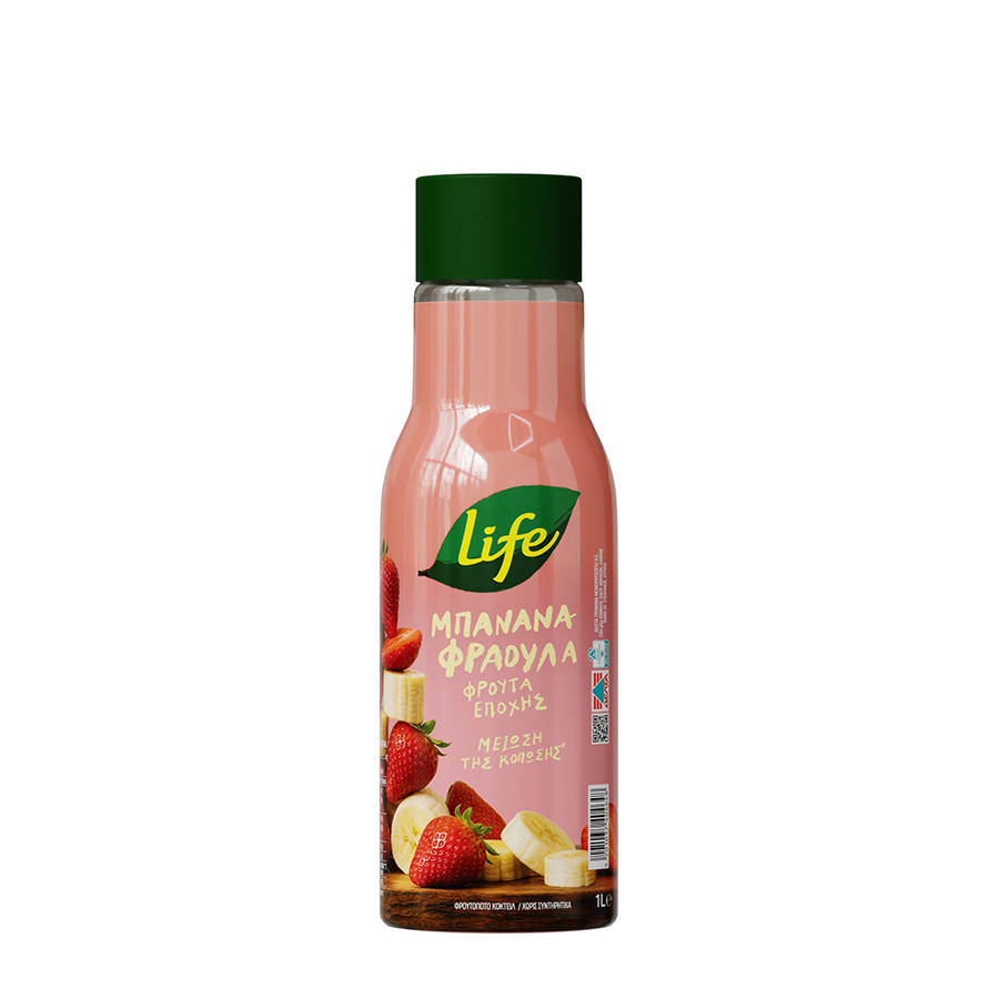 Δέλτα Life Φρουτοποτό Κοκτέιλ Φράουλα Μπανάνα 1lt.