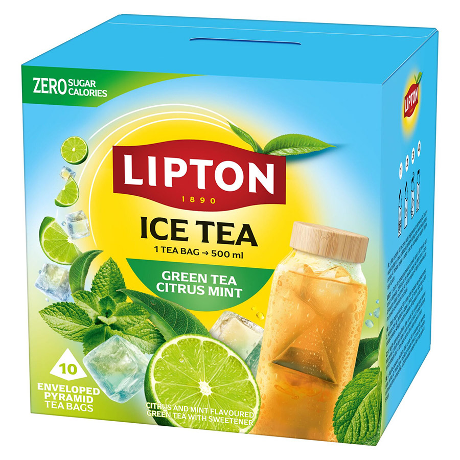 Lipton Κρύο Τσάι Πράσινο Citrus Mint Χωρίς Ζάχαρη Σε Πυραμίδες 10x3,5γρ.