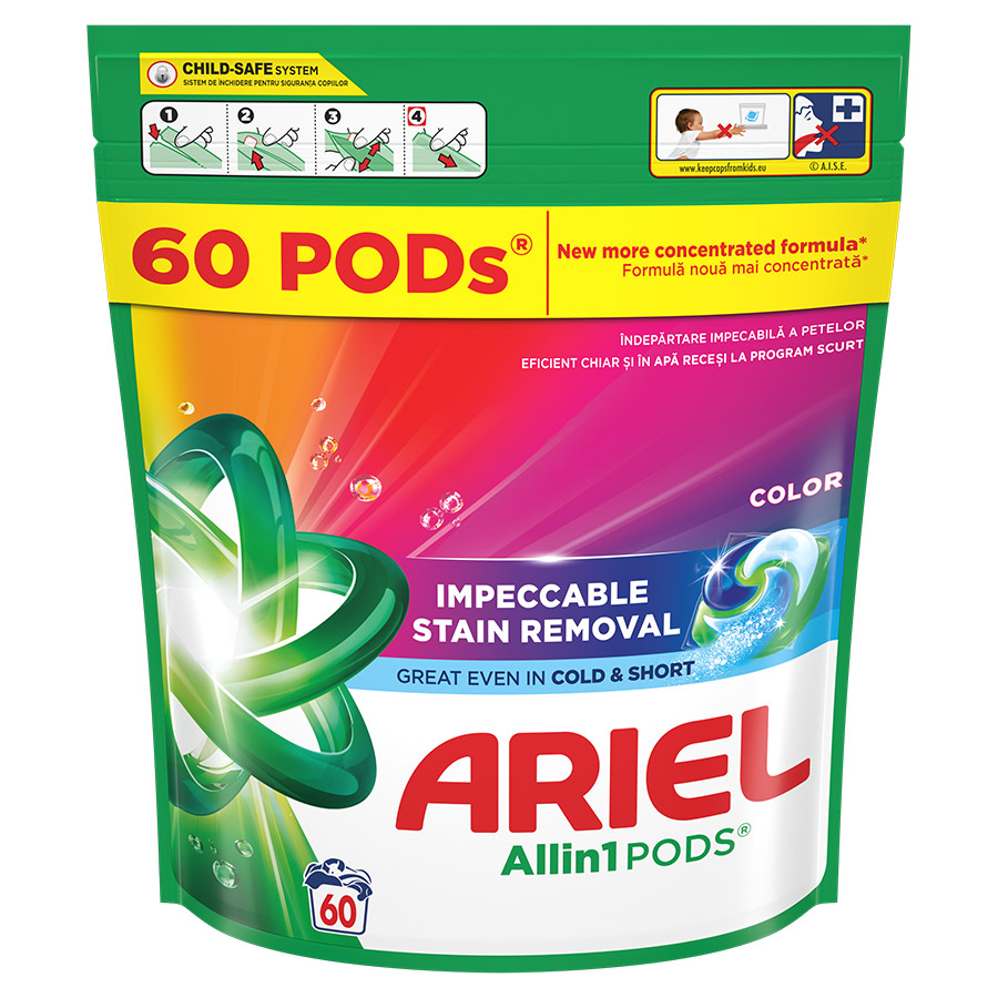 Ariel All In 1 Pods Color Απορρυπαντικό Πλυντηρίου Ρούχων  60τεμ.