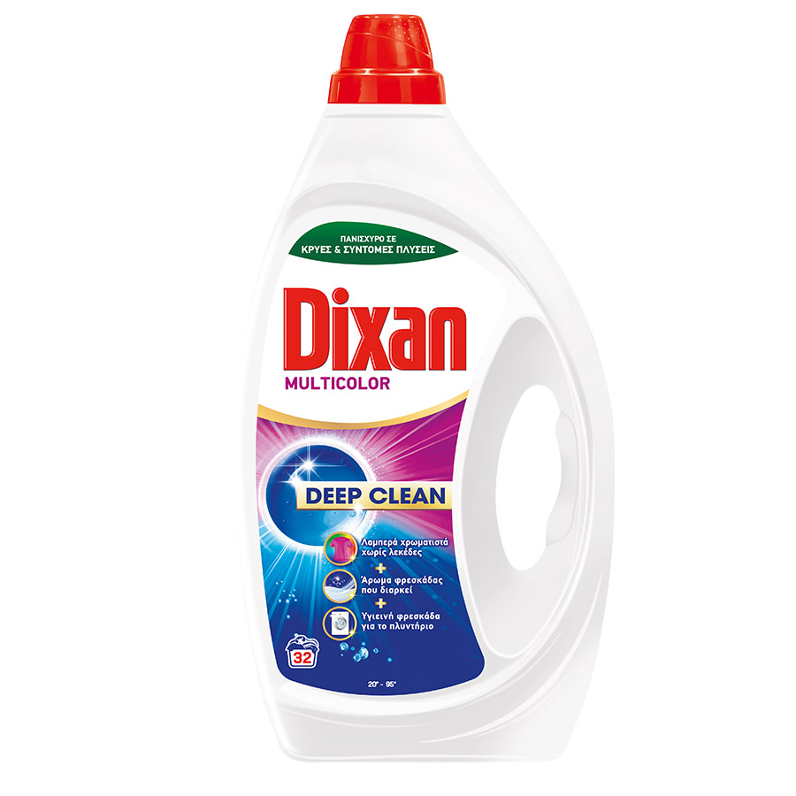 Dixan Multicolor Υγρό Απορρυπαντικό Πλυντηρίου Ρούχων 32mez. 1,44lt.