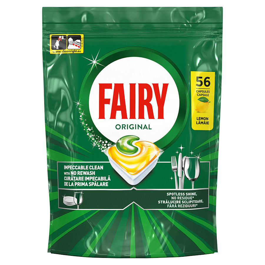 Fairy Original Κάψουλες Πλυντηρίου Πιάτων Λεμόνι 56τεμ.