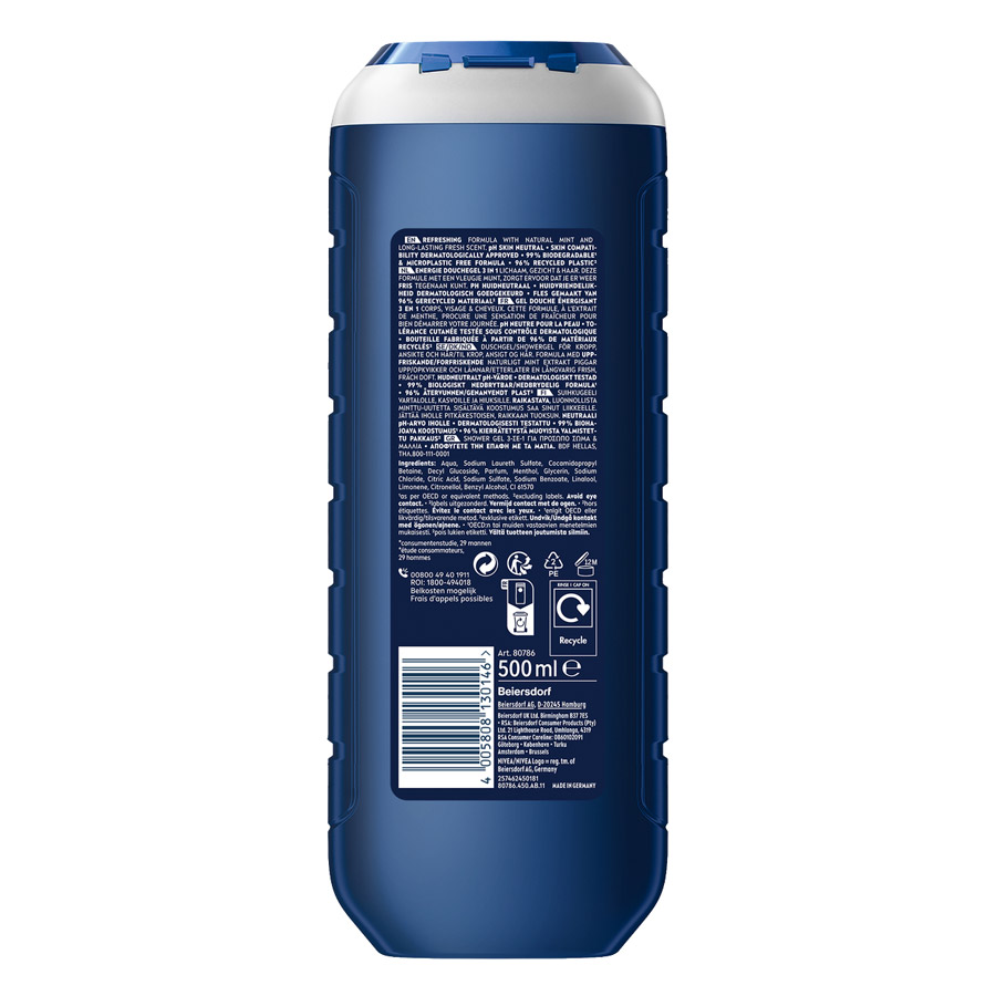 Nivea Men Αφρόλουτρο Energy Gel 500ml.