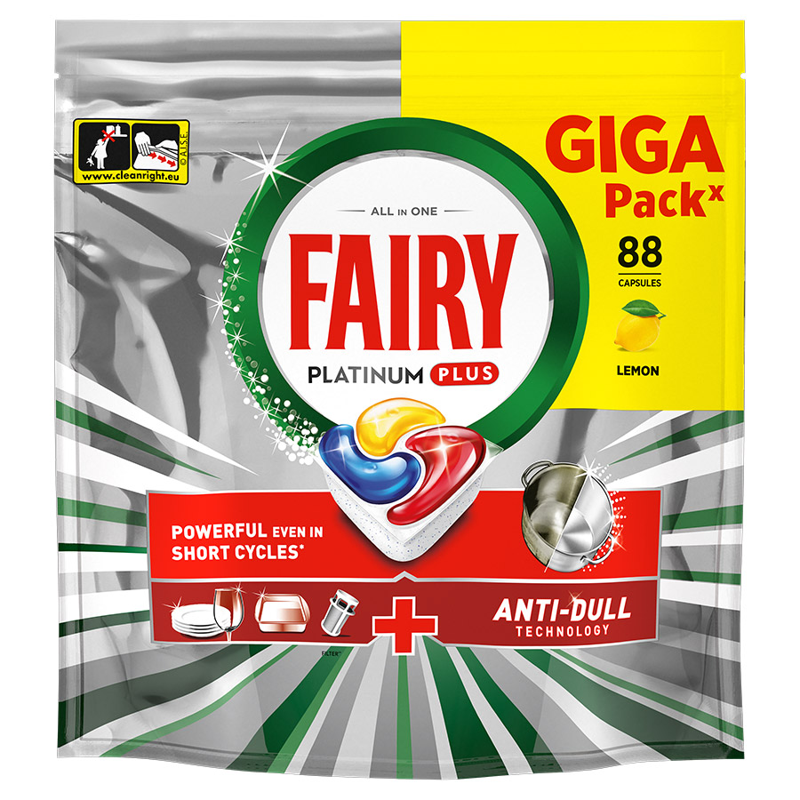 Fairy Platinum Plus Κάψουλες Πλυντηρίου Πιάτων Αnti-Dull 88τεμ.